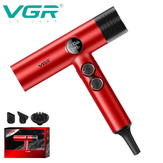 Сешоар Професионален VGR V-401 с LED Дисплей Черен и Червен с Дисплей Турбо Сешоар