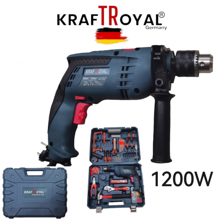 Пробивна бормашина KraftRoyal 1200w. + 111 части Куфар с инструменти