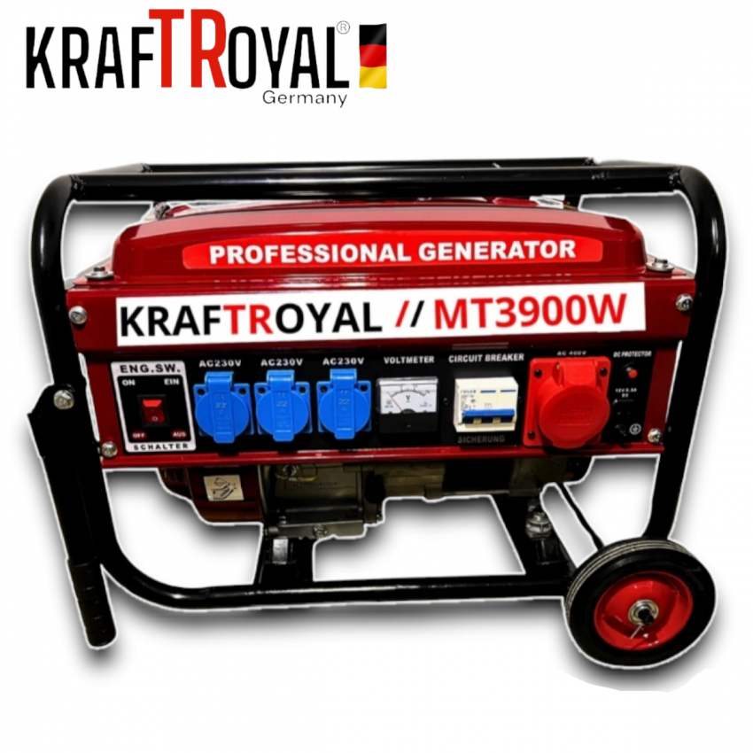 Генератор за Ток 3,9кW KRAFT ROYAL Четиритактов Агрегат с Колела Генератор за Ток 3,9кW KRAFT ROYAL Четиритактов Агрегат с Колела