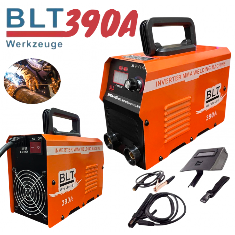 Инверторен Електрожен с Дисплей BLT Werkzeuge 390A Маска Четки и Чукчета
