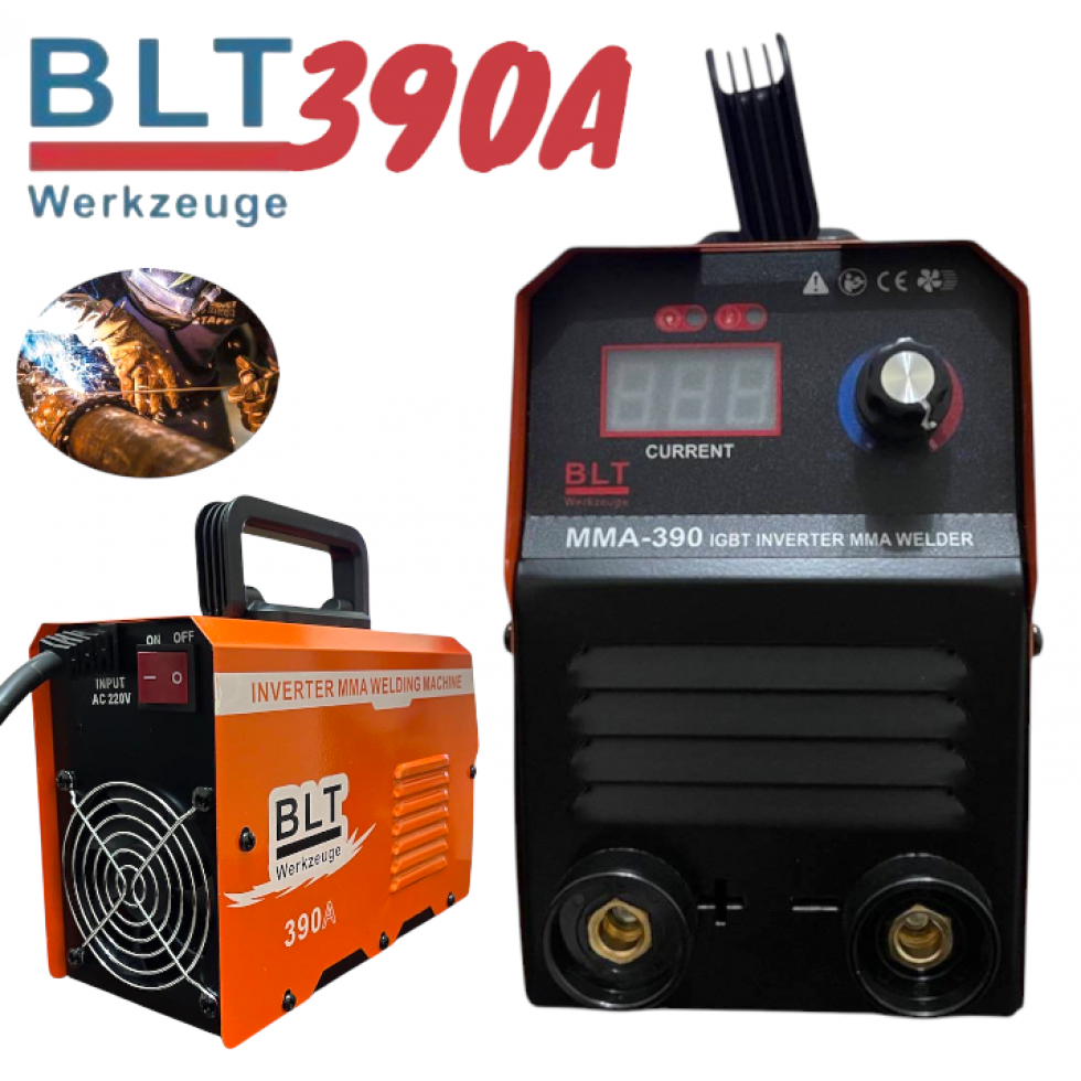 Инверторен Електрожен с Дисплей BLT Werkzeuge 390A Маска Четки и Чукчета