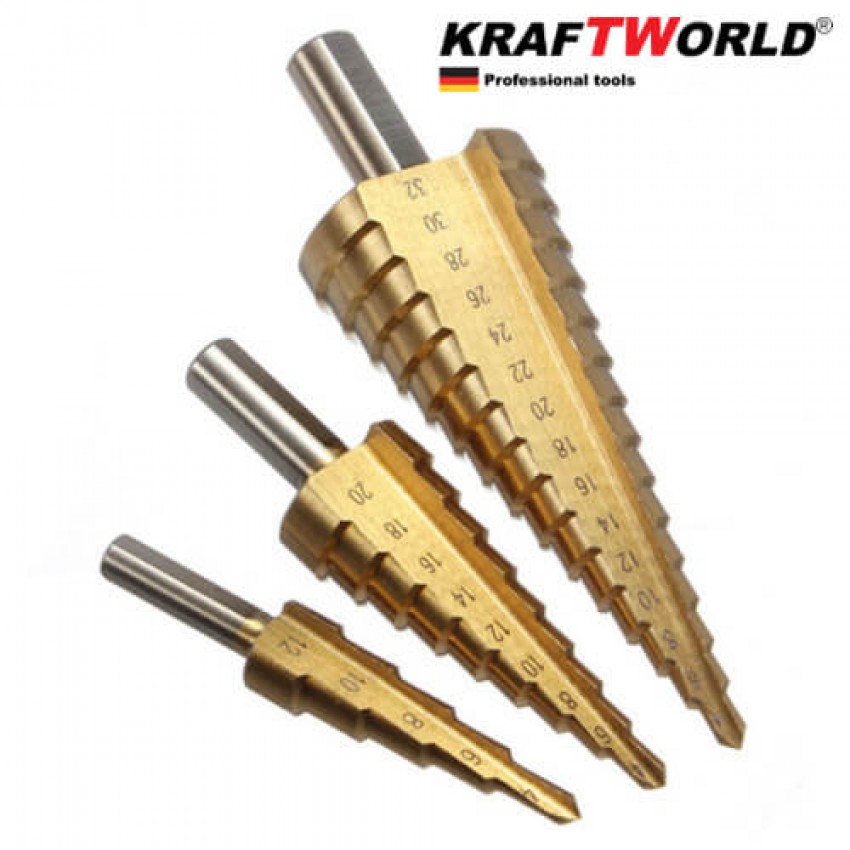 конусни свредла стъпаловидни Kraft 4-32, 4-20, 4-12 бургии конусни свредла стъпаловидни Kraft 4-32, 4-20, 4-12 бургии