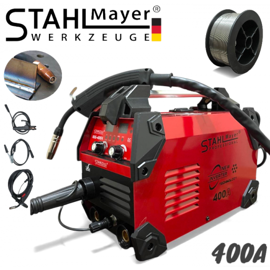 Телоподаващ Електрожен 2в1 Апарат MIG MAG MMA За Заваряване 400А STAHLMAYER-RED Инверторен Електрожен Телоподаващо
