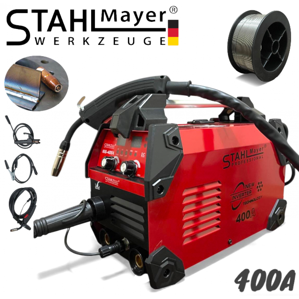Телоподаващ Електрожен 2в1 Апарат MIG MAG MMA За Заваряване 400А STAHLMAYER-RED Инверторен Електрожен Телоподаващо