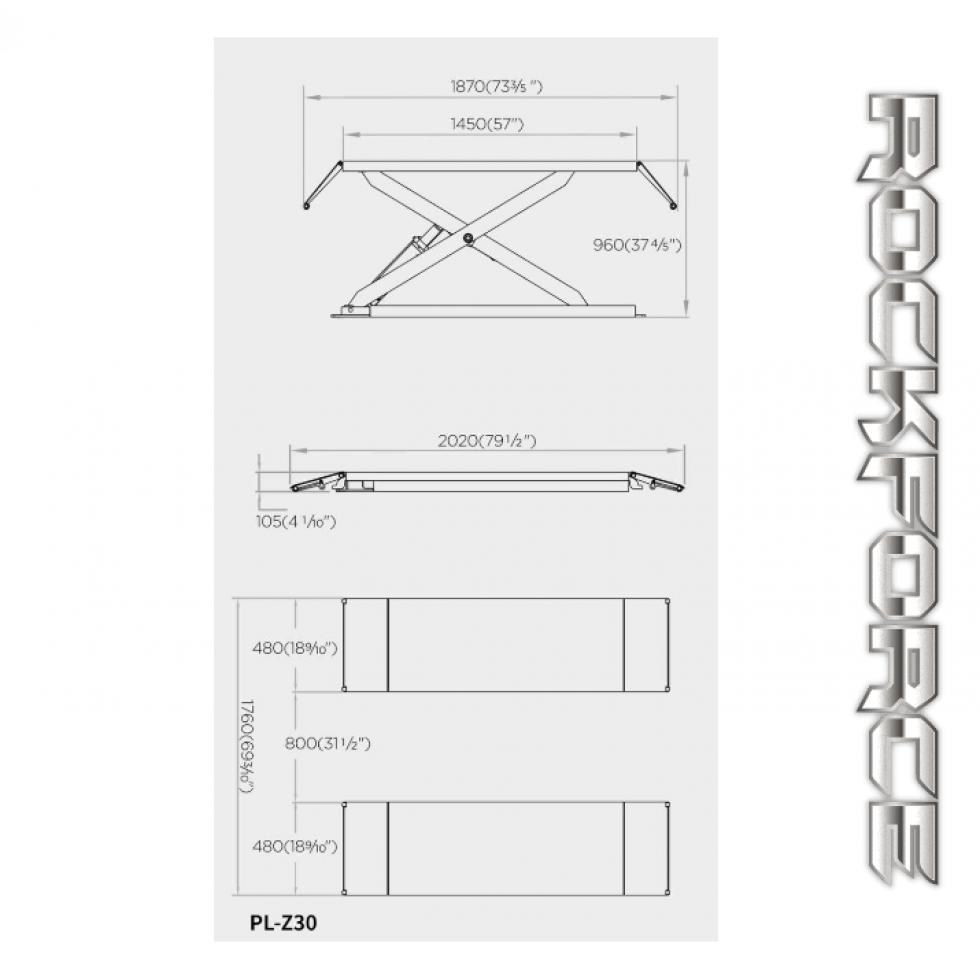 Подемник Ножичен ROCKFORCE Z30 Товароподемност 3 тона 105-960мм Професионален Подемник Подемник Ножичен ROCKFORCE Z30 Товароподемност 3 тона 105-960мм Професионален Подемник