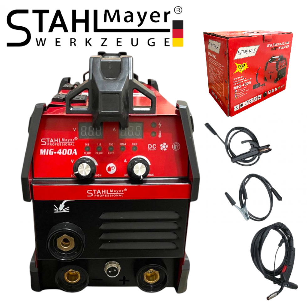 Телоподаващо Инверторен Електрожен 2в1 STAHLMAYER RED + Соларна Маска Шлем Апарат Телоподаващ