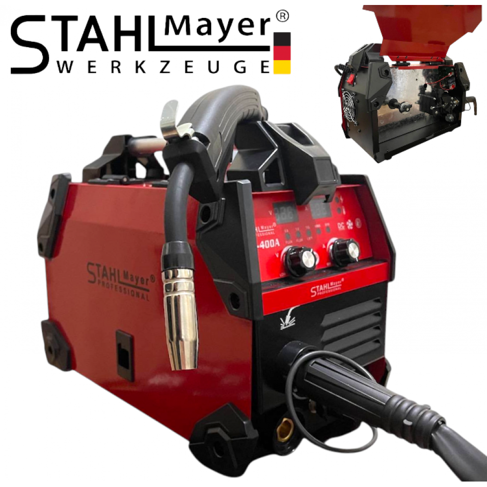 Телоподаващо Инверторен Електрожен 2в1 STAHLMAYER RED + Соларна Маска Шлем Апарат Телоподаващ