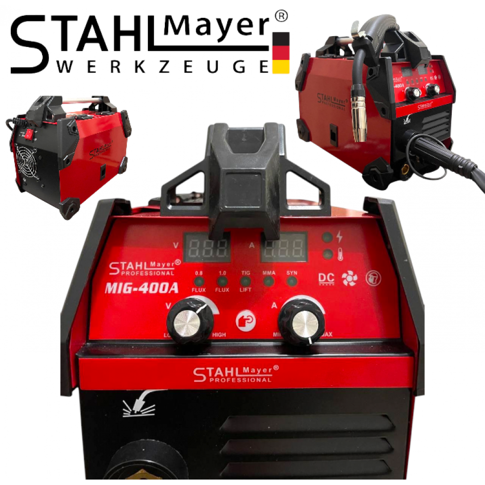 Телоподаващо Инверторен Електрожен 2в1 STAHLMAYER RED + Соларна Маска Шлем Апарат Телоподаващ