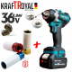 Гайковерт Акумулаторен Комбиниран с Ударни Вложки 3 БРОЯ Подарък KRAFTROYAL 850Nm 36V 8,0AH 2 батерии Гайковерт Акумулаторен Комбиниран с Ударни Вложки 3 БРОЯ Подарък KRAFTROYAL 850Nm 36V 8,0AH 2 батерии