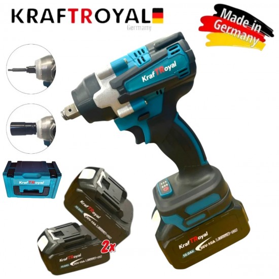Акумулаторен Гайковерт Комбиниран с Ударни Адаптери Преходници 6 части Подарък KRAFTROYAL 36V 8,0AH 850Nm 2 батерии Акумулаторен Гайковерт Комбиниран с Ударни Адаптери Преходници 6 части Подарък KRAFTROYAL 36V 8,0AH 850Nm 2 батерии